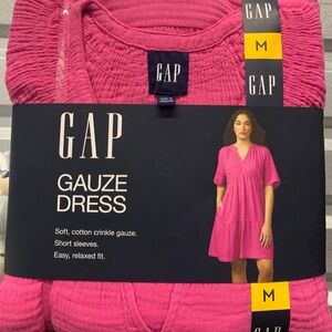 Gap Women's Gauze Tiered Dress Size Medium Pink NWT